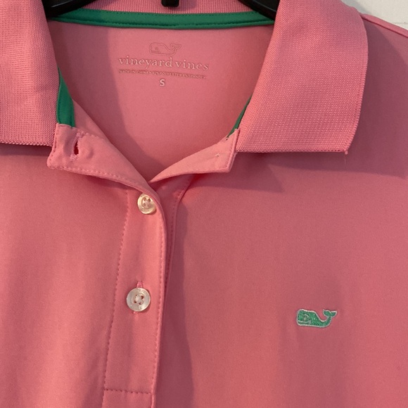 Vineyard Vines cute preppy pink and green long sleeved polo top. Size small. - Picture 2 of 14